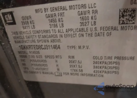 2012 GMC Acadia Denali from USA, damaged, VIN 1GKKRTED8CJ311464